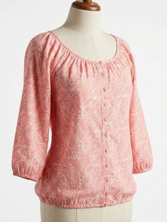 St. John's Bay Tops - St. John’s Bay Coral Paisley Boho Peasant Top Petite Large